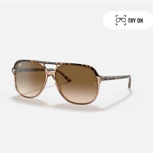 Brand New Ray-Ban "Bill" Polished Havana on Transparent Brown Sunglasses